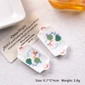 Detailed top view of miniature rectangular ceramic trays with lotus and koi fish patterns - Square Plate - Fish Playing in Lotus Leaves