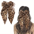 Elegante haarspeld met luipaardprint strik, lange linten en satijnen afwerking - Gele Luipaard