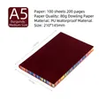 A5 burgundy PU leather journal featuring creative rainbow edges and 200 lined pages - A5 / Burgundy