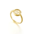 Elegant gold titanium ring featuring a circular hollow pattern and ASTRA Plume engraving - US 5 / Floral Hollow Style (KR54462-KC)