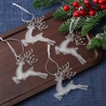 Set of 4 transparent acrylic reindeer Christmas ornaments with fine frosted texture detail - Beaded Deer 8CM (Set of 4)