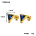 Elegant gold geometric stud earrings with blue triangle zircon and screw back closure - Blue Geometric Style (EH00055D3)