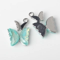 Detail of light blue resin butterfly charm with silver alloy frame for DIY jewelry making - Silver Base Green