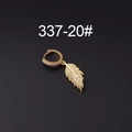 Exquisite gold-plated hoop earring with micro-paved zircon feather pendant detail - Feather Style (337-20#)