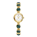 Orologio vintage dorato da donna con pietre verde malachite e quadrante in madreperla - Oro