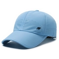 Light blue quick-dry baseball cap with laser-cut ventilation holes and side logo - Adjustable / Sky Blue