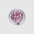 Silver stainless steel pendant with round brilliant cut pink rhinestone birthstone charm - Birthstone Pendant / October Pink - Silver