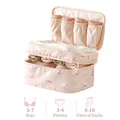Pink double-layer travel organizer bag with unicorn pattern for bras and underwear - 8-Compartment Double Layer / Dreamy Pink Unicorn