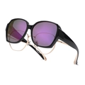Polarized fit-over sunglasses with purple lenses worn over metal optical frames - Glossy Black Frame Purple Coated Lens
