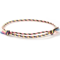 Bohemian colorful woven friendship bracelet with adjustable knots and pink yellow blue threads - Pink Yellow Sky Blue Brown