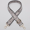 Ethnic geometric pattern bag strap in black and pink with gold metal swivel clasps - No.641 Gold Hook
