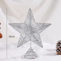 Glittery silver 25cm Christmas tree topper star with a spiral base for tree mounting - 25cm / No Light / Silver