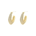Orecchini a cerchio dorati a forma di C con micro-pave di pietre di zircone bianco - Oro