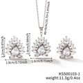 Dimensioni dettagliate del set collana e orecchini in zircone con specifiche di peso - Stile Goccia d'acqua di Loto (KSS00103-1) / Argento