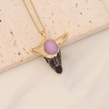 Detail of bohemian gold chain necklace with purple gemstone bull skull pendant - Purple Gemstone Black Texture Bull Head (4#)