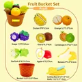 Kids fruit cutting toy set with peelable pieces and storage bucket for pretend play - Fruit Theme