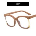 Brown and gold square frame glasses with half-rim design in style C7 finish - Khaki