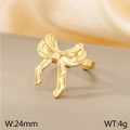 Elegant gold bow-shaped stainless steel ring with 24mm width and polished finish - US 6 / Fluid Pleated Style Gold (KR110711-KFC)