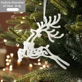 Décoration de Noël renne évidé blanc à paillettes pour sapin, taille 14x14cm - Style G (Renne Ajouré)
