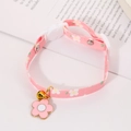 Pink floral pet collar with 3D sun flower pendant and golden bell for small dogs and cats - One Size (16-30CM) / Pink