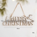 White wooden Merry Christmas sign with silver glitter deer and trees hanging decor - 40cm White Reindeer Letter Sign