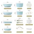 Set pentole 18 pezzi azzurro con manico rimovibile e rivestimento in ceramica - Set da 21 pezzi (Celeste)