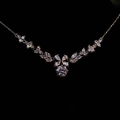 Squisita collana in argento con ciondolo a fiore in zircone e grande cristallo rotondo - Set Collana e Orecchini - Argento