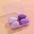 Magic makeup sponge set with four purple sponges in a transparent plastic storage case - 4Pcs Makeup Sponges [Purple]