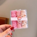 Pink wavy elastic hair ties set in clear fashion girl box for toddlers and kids - Mixed Pink