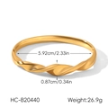 Détails de taille et poids du bracelet torsadé en acier inoxydable plaqué or 18K - Style de Torsion à Vagues Épaisses Dorées (HC-B20440)