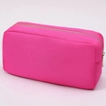 Pink waterproof nylon makeup bag with high-capacity design and gold zipper detail - Rose Red