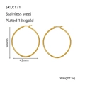 Dimensioni dettagliate degli orecchini ovali a cerchio placcati in oro 18k - Stile Ovale Medio (ZE171G-02)
