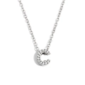 Collana con ciondolo a lettera C argentata con cristalli su catena in acciaio inox - Colore Acciaio-Lettera C