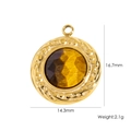 Golden stainless steel tiger eye stone pendant showing dimensions 16.7mm x 14.3mm - Round Edged Pendant - Yellow Tiger Eye