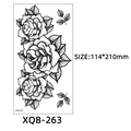 Floral sketch temporary tattoo sticker featuring black roses, size 114x210mm, XQB-263 - Multiple Roses Sketch (XQB-263)