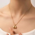 Elegant 18K gold plated stainless steel necklace with double water drop diamond pendants - Double Water Drop Style (TYN0200)