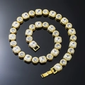 Macro shot of 12mm gold plated hip hop chain with square cubic zirconia and fold-over clasp - Necklace / 20 inch / Gold