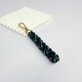 Porte-clés en paracorde tressée noir et blanc fait main avec mousqueton doré - Noir