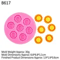 Pink silicone daisy mold for fondant and chocolate with yellow sunflower samples - Style 1 (B617) / Pink
