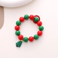 Detail of red and green beaded Christmas tree charm strap with circular clasp - Christmas Tree Bracelet