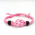 Pink handmade woven cord necklace with adjustable net pouch for DIY crystals - Bracelet / Pink