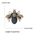 Vintage gold bee brooch with blue crystals and clear rhinestones including dimensions - Blue
