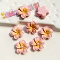 Rosa und gelbe Plumeria Blüten aus Harz mit Perle für DIY Haarschmuck und Handyhüllen - Kleines Rosa