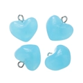 Detailed view of four light blue acrylic heart charms with silver metal rings for DIY jewelry - Acrylic Lake Blue (10pcs/pack)