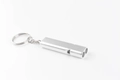 Silver aluminum dual-tube emergency survival whistle with key ring for outdoor EDC - Silver