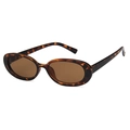 Retro oval sunglasses with tortoise shell frame and brown lenses for women - Leopard / Brown