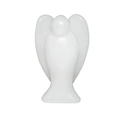 Hand-carved white natural crystal angel figurine with smooth polished gemstone finish - White Jade