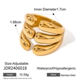 Exaggerated irregular flower ring in polished stainless steel with adjustable open band - Multi-layer Smooth Style