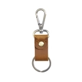 Porte-clés vintage en cuir véritable marron avec crochet bronze et bouton-pression - Marron Crazy Horse