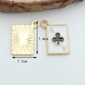 Ciondolo poker asso di fiori dorato con smalto bianco e dimensioni 1,4cm x 1,1cm - Fiori Neri Piccolo【1.1CM×1.4CM】